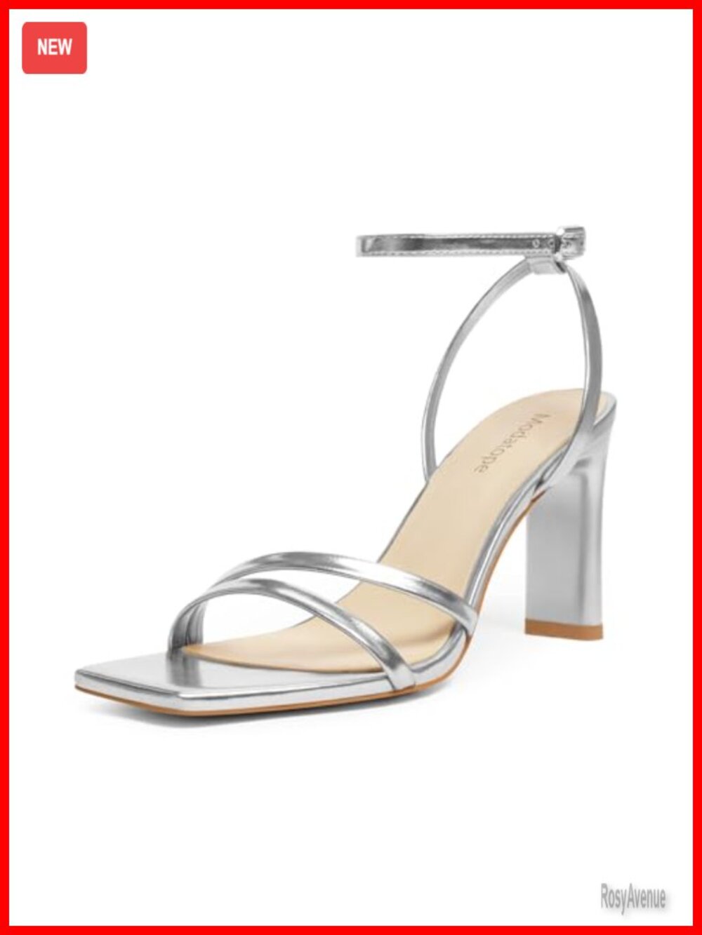 Faux Leather Square Open Toe Chunky High Heels Strappy Ankle Strap Sandals